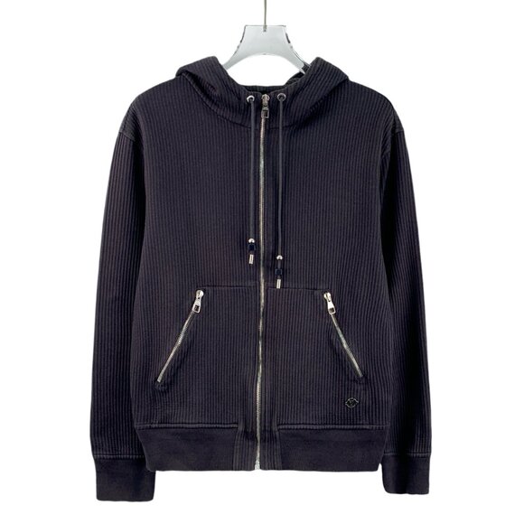 DM0453 Louis Vuitton Navy blue logo cotton hooded drawstring long sleeve zipper